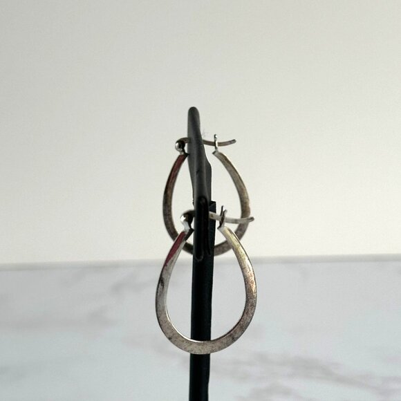 Sterling Silver Oval Hoop Earrings, Lightweight 925 Silver Earrings, Minimalist - Picture 8 of 8